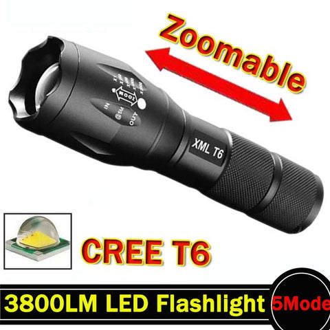 LED Flashlight 3800 Lumnes CREE XM-L T6 LED Tactical Flashlight Torch 5Mode Zoomable Flashlight Waterproof Torch Light lanternas
